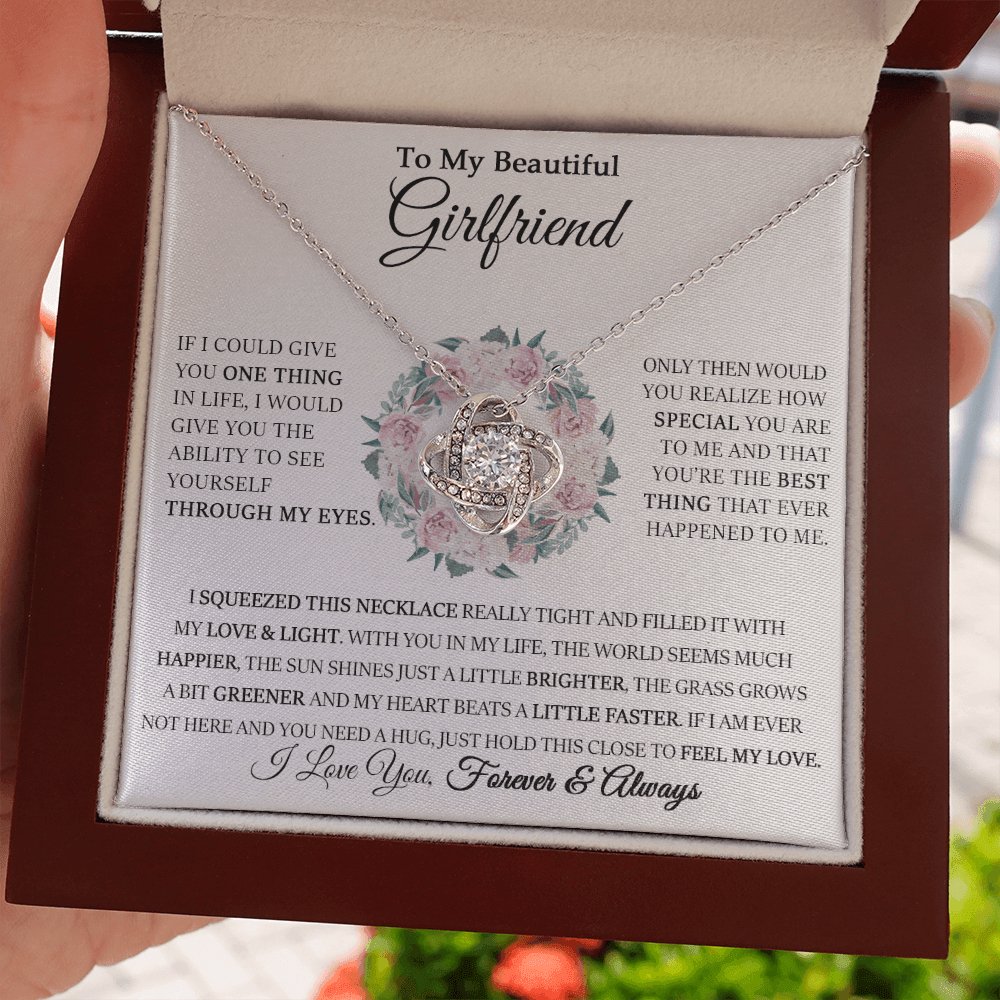 To My Beautiful Girlfriend - Through My Eyes - Love Knot Necklace - Celeste Jewel