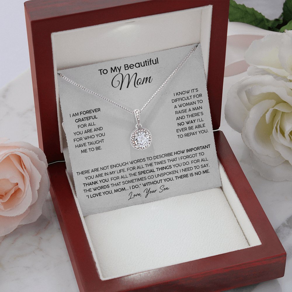 To My Beautiful Mom (From Son) - Forever Grateful - Eternal Hope Necklace - Celeste Jewel
