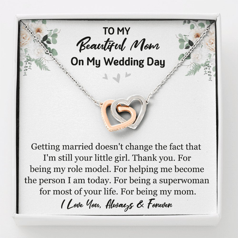To My Beautiful Mom On My Wedding Day - Interlocking Hearts Necklace - Celeste Jewel