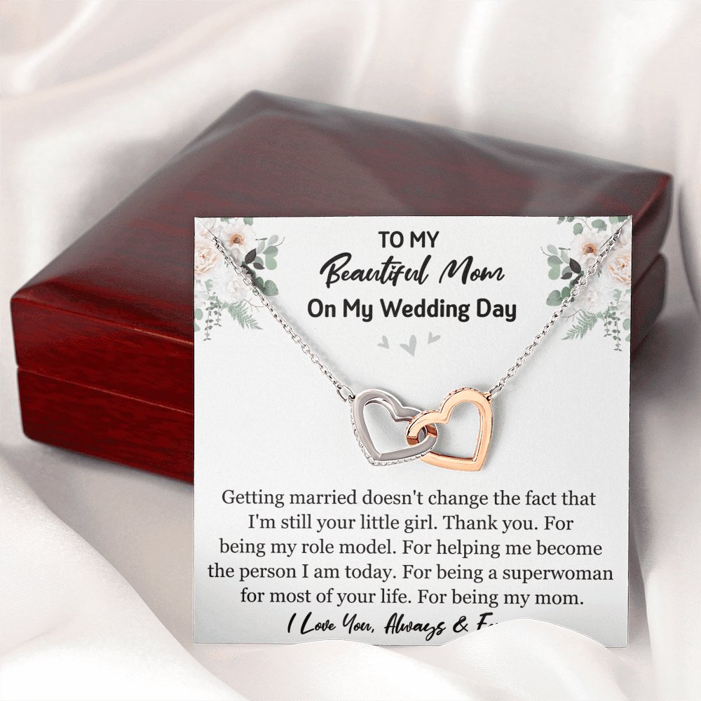 To My Beautiful Mom On My Wedding Day - Interlocking Hearts Necklace - Celeste Jewel