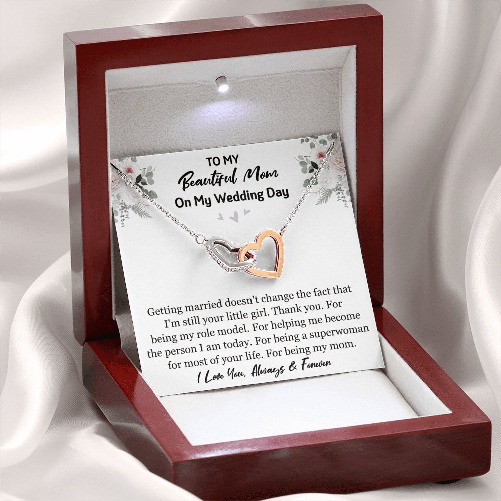 To My Beautiful Mom On My Wedding Day - Interlocking Hearts Necklace - Celeste Jewel