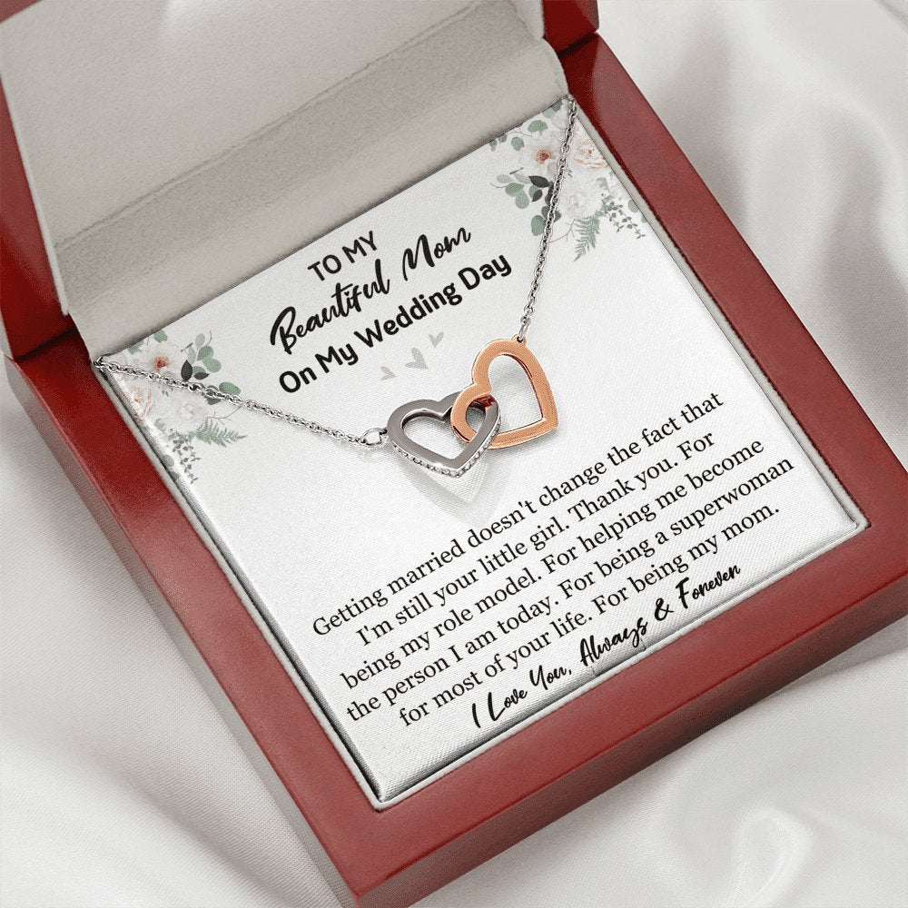 To My Beautiful Mom On My Wedding Day - Interlocking Hearts Necklace - Celeste Jewel