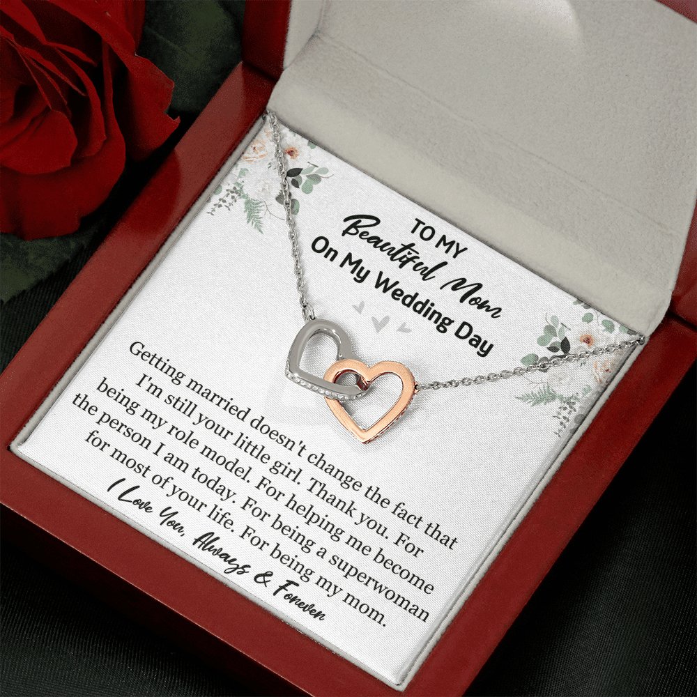 To My Beautiful Mom On My Wedding Day - Interlocking Hearts Necklace - Celeste Jewel