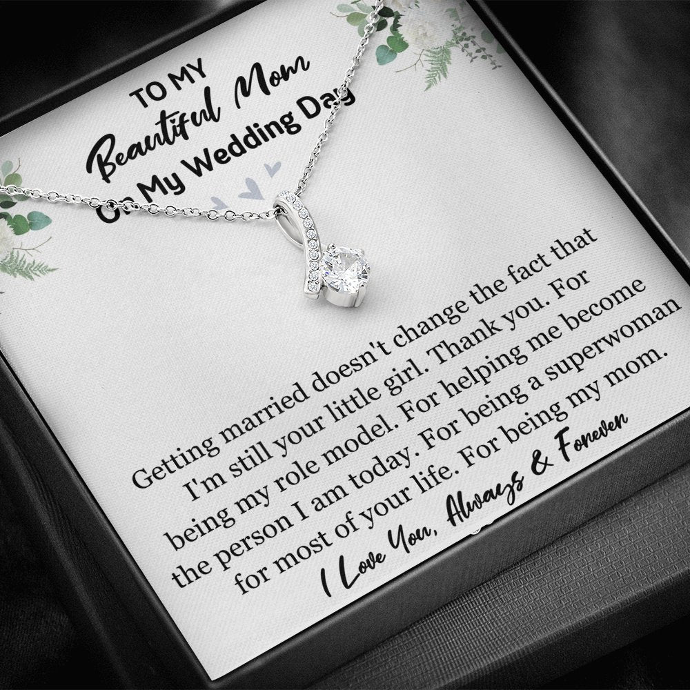 To My Beautiful Mom On My Wedding Day - Sparkling Radiance Necklace - Celeste Jewel