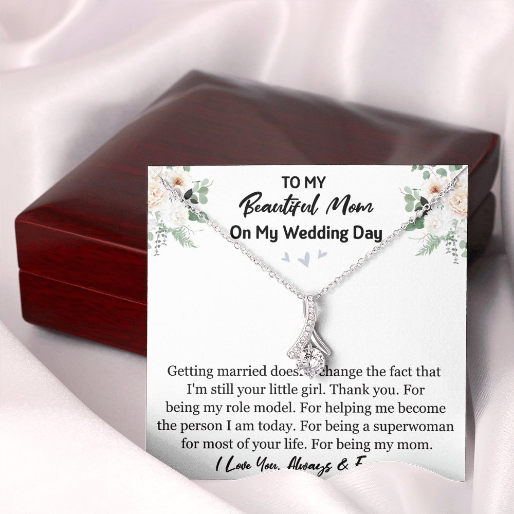 To My Beautiful Mom On My Wedding Day - Sparkling Radiance Necklace - Celeste Jewel