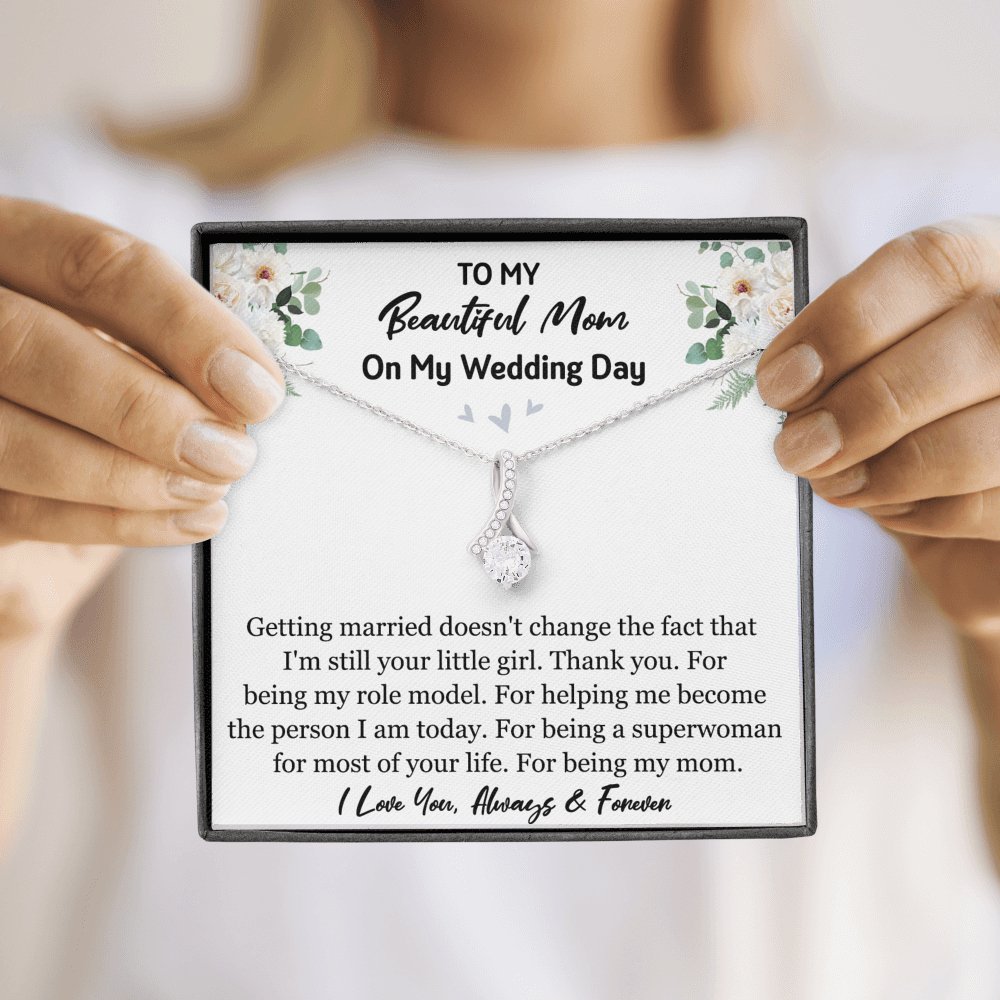 To My Beautiful Mom On My Wedding Day - Sparkling Radiance Necklace - Celeste Jewel
