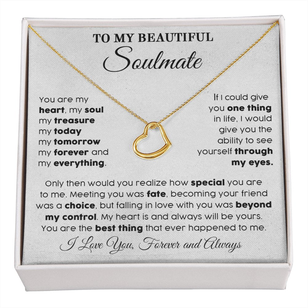 To My Beautiful Soulmate Gift - My Everything - Dainty Heart Necklace - Celeste Jewel