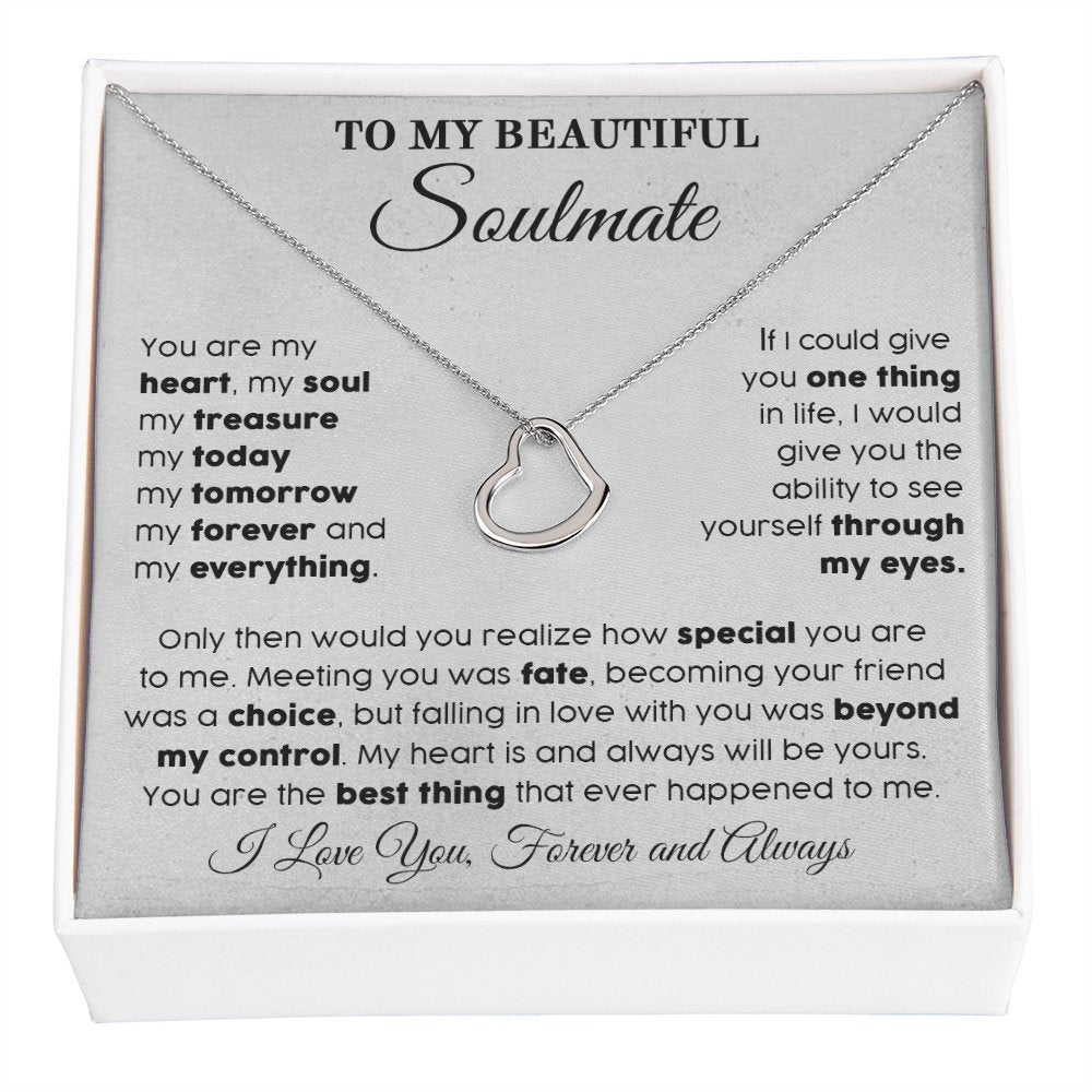 To My Beautiful Soulmate Gift - My Everything - Dainty Heart Necklace - Celeste Jewel