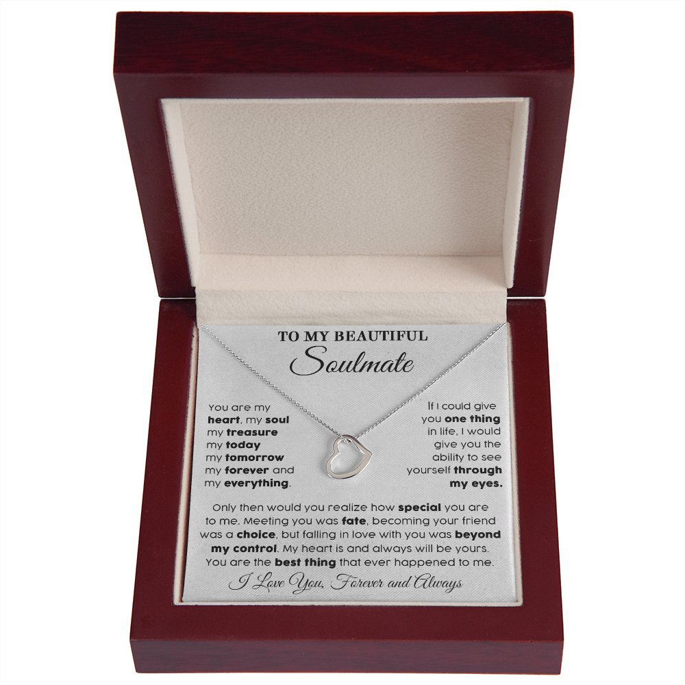 To My Beautiful Soulmate Gift - My Everything - Dainty Heart Necklace - Celeste Jewel