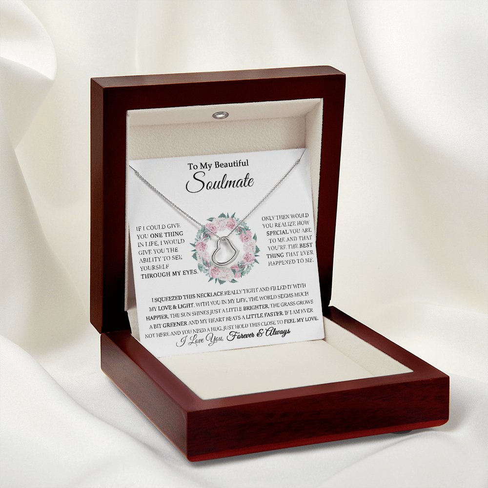 To My Beautiful Soulmate Gift - Through My Eyes - Dainty Heart Necklace - Celeste Jewel