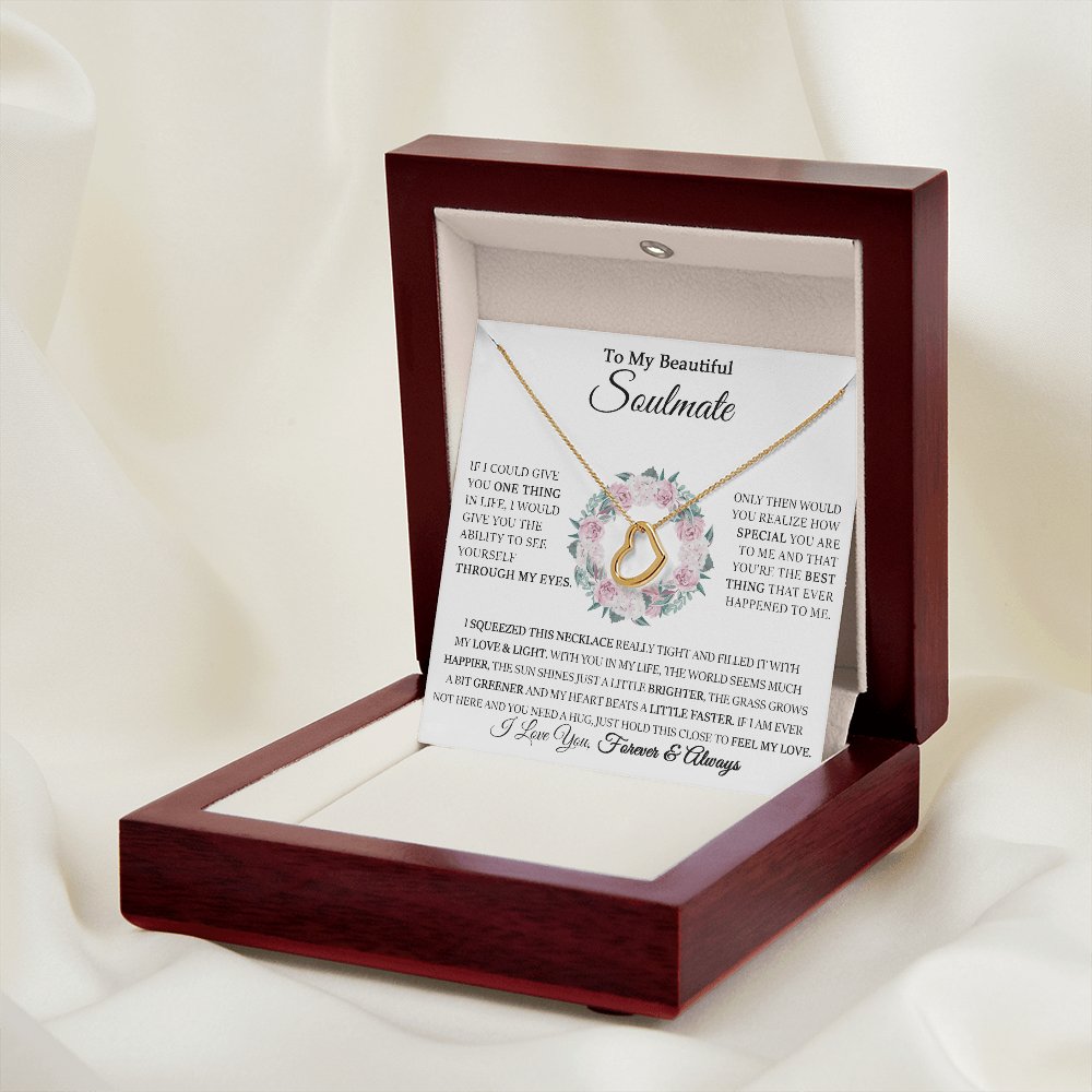 To My Beautiful Soulmate Gift - Through My Eyes - Dainty Heart Necklace - Celeste Jewel
