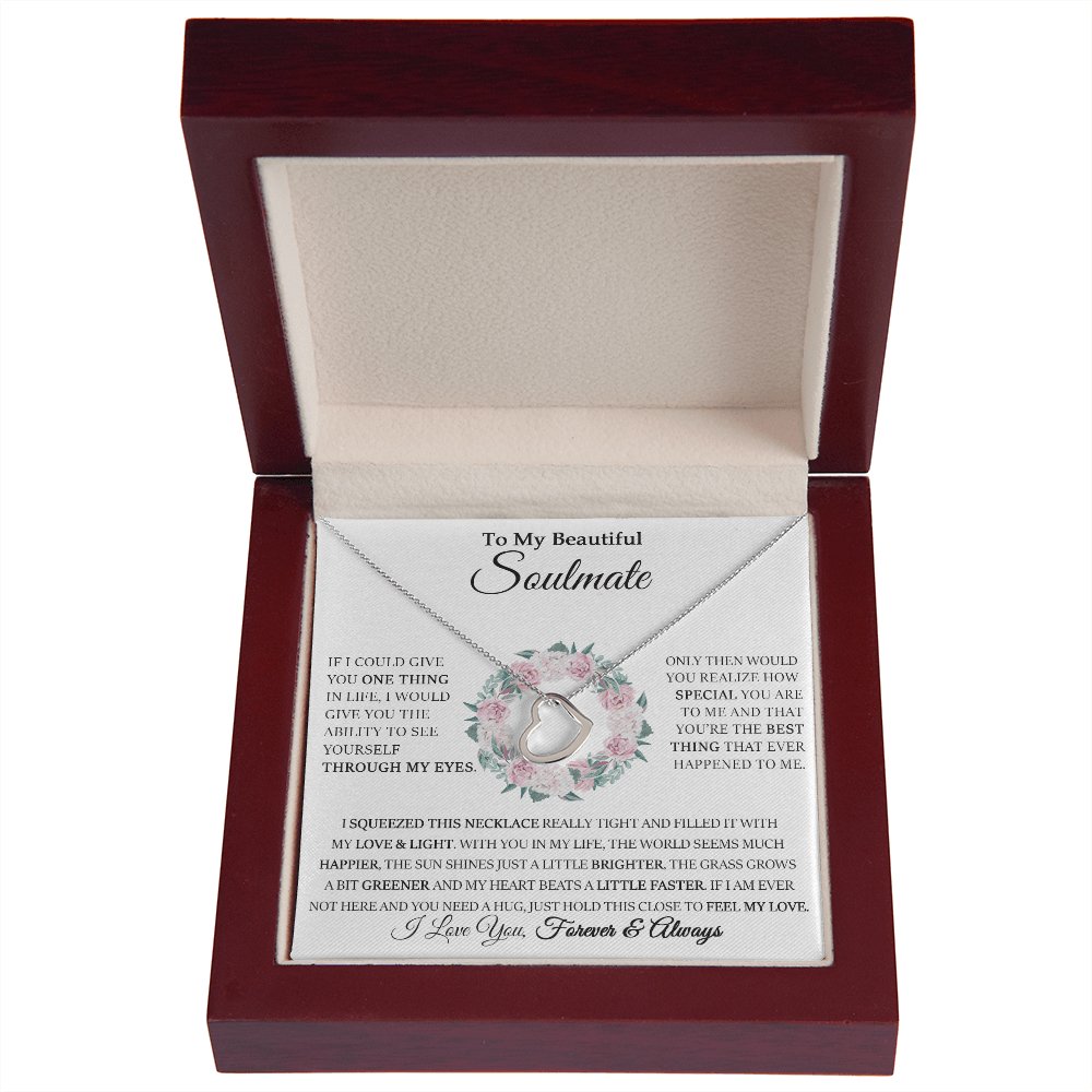 To My Beautiful Soulmate Gift - Through My Eyes - Dainty Heart Necklace - Celeste Jewel