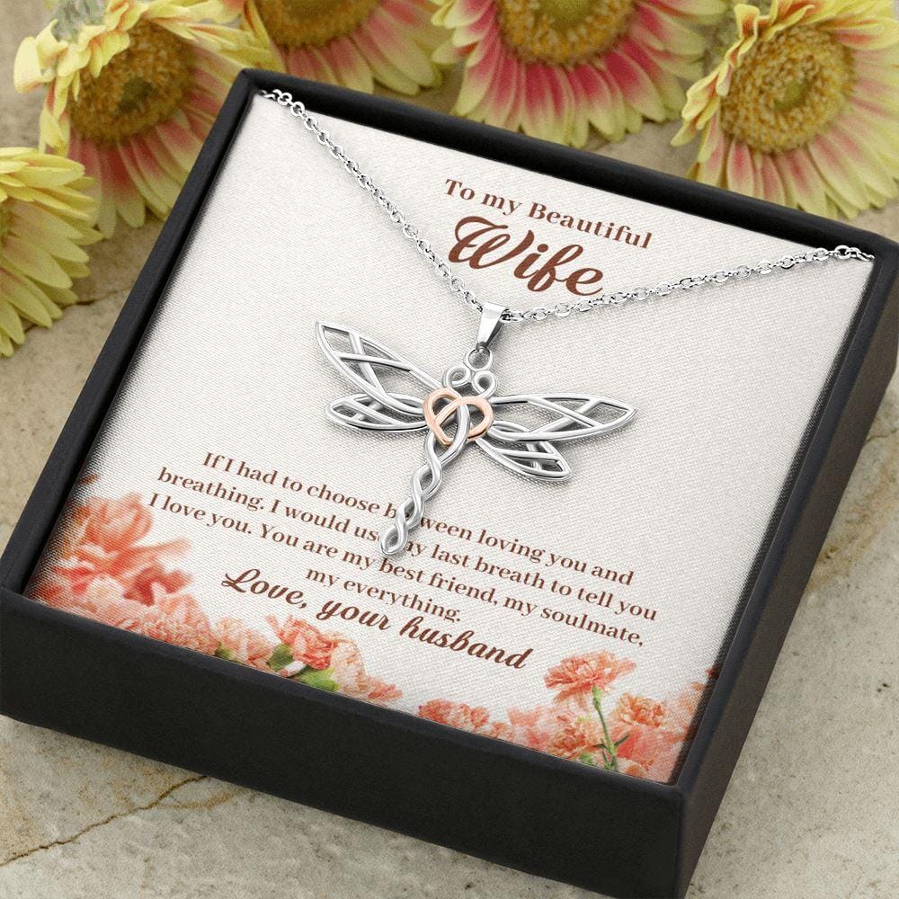 To My Beautiful Wife - Last Breath - Dragonfly Necklace - Celeste Jewel