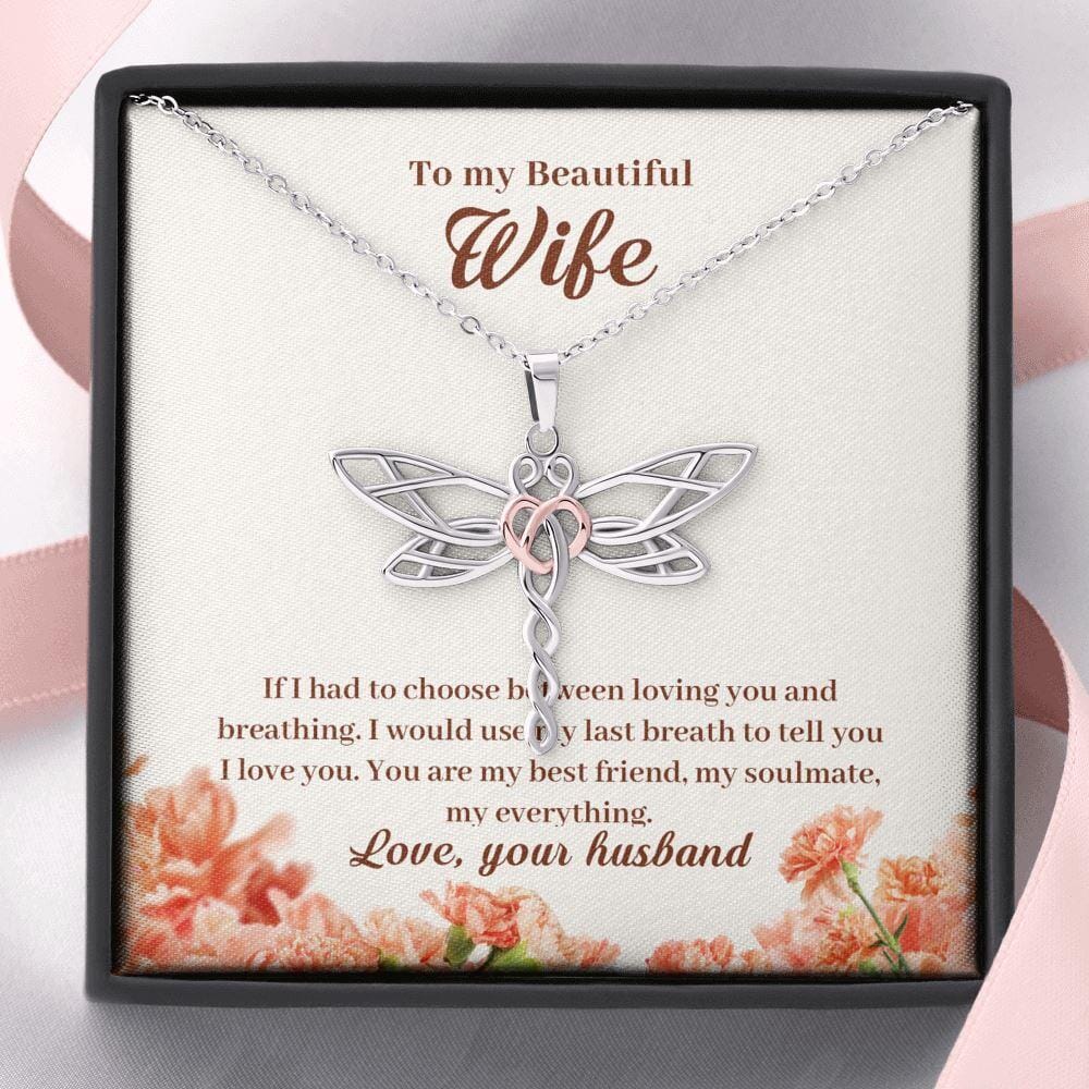To My Beautiful Wife - Last Breath - Dragonfly Necklace - Celeste Jewel