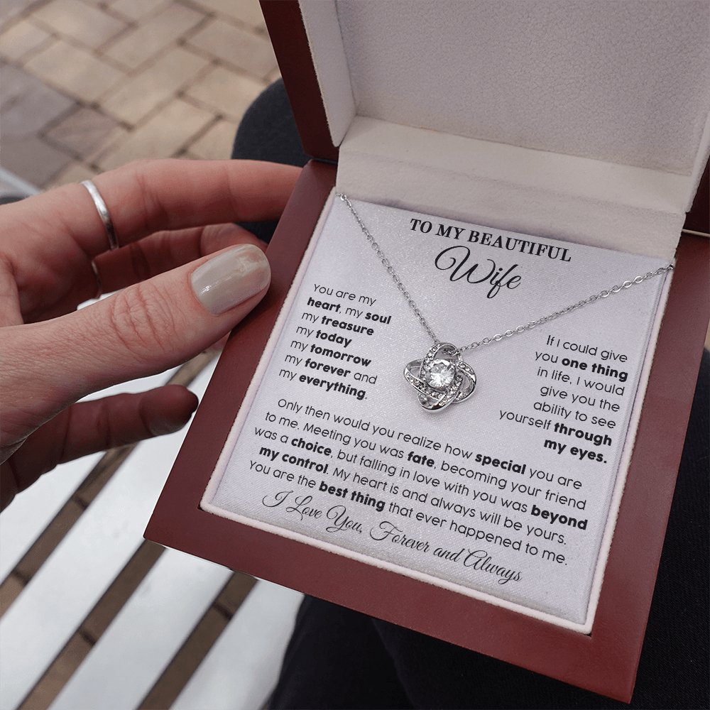 To My Beautiful Wife - My Everything - Love Knot Necklace - Celeste Jewel