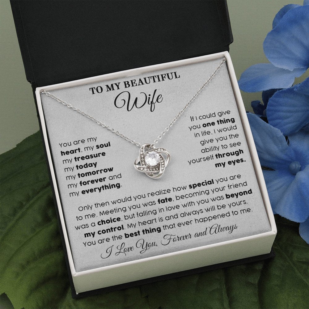 To My Beautiful Wife - My Everything - Love Knot Necklace - Celeste Jewel