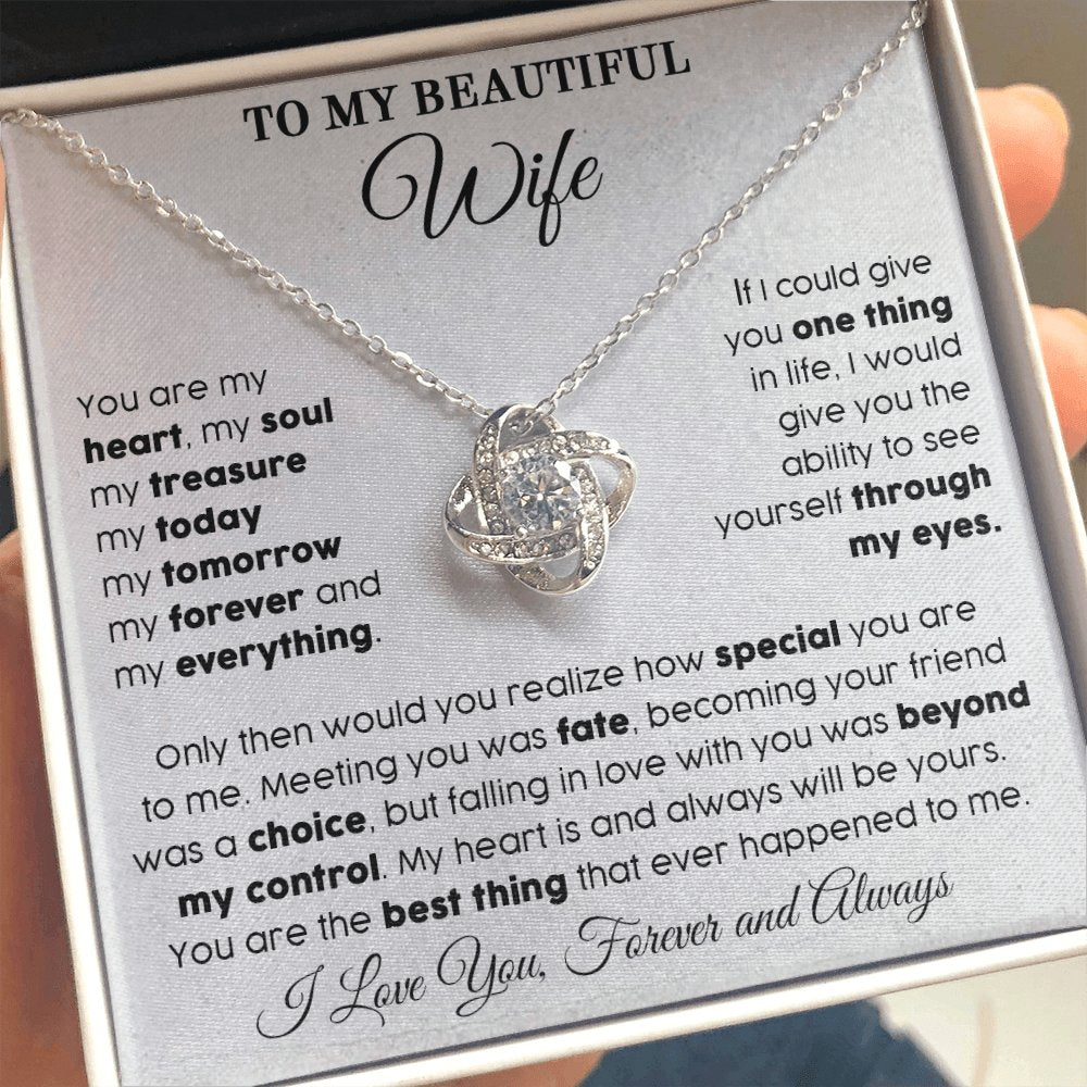 To My Beautiful Wife - My Everything - Love Knot Necklace - Celeste Jewel