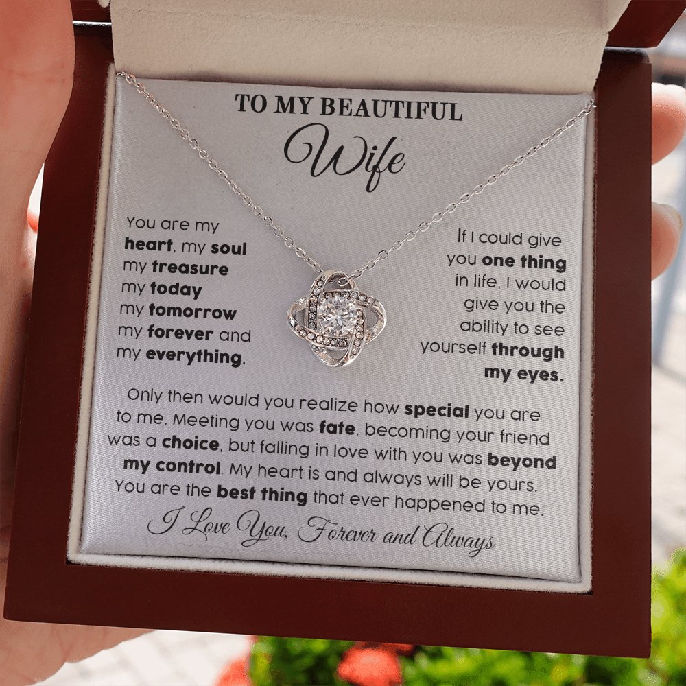 To My Beautiful Wife - My Everything - Love Knot Necklace - Celeste Jewel
