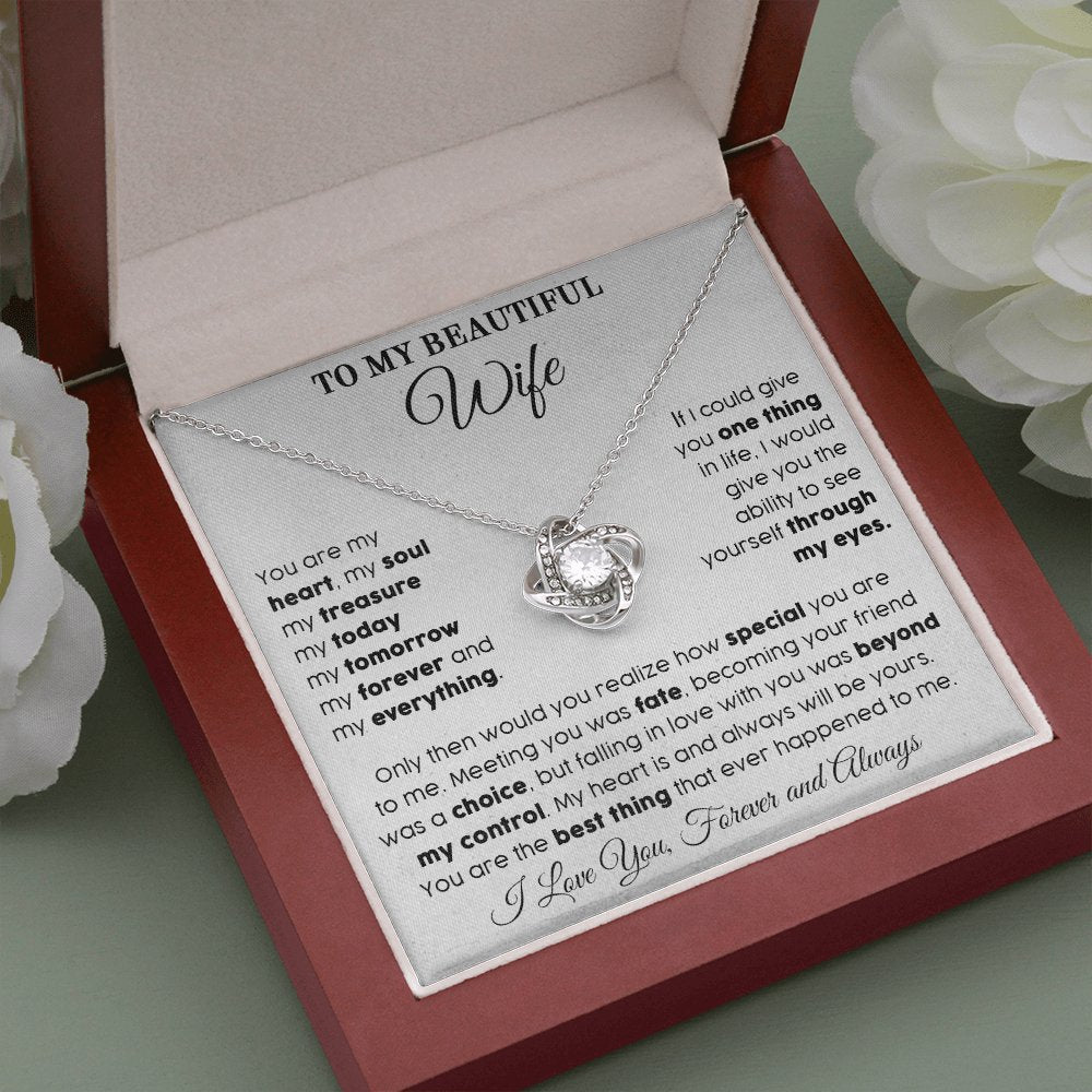 To My Beautiful Wife - My Everything - Love Knot Necklace - Celeste Jewel