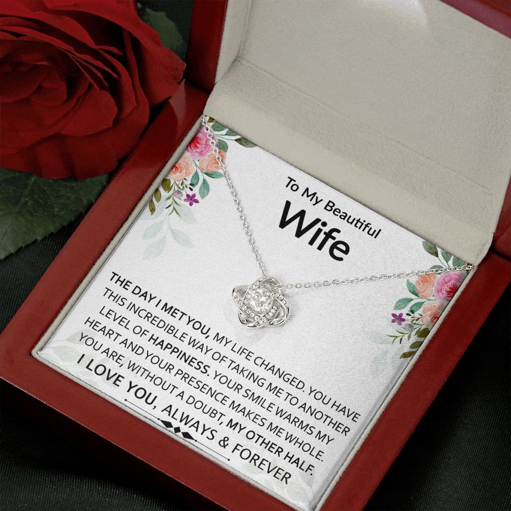 To My Beautiful Wife - My Other Half - Love Knot Necklace - Celeste Jewel