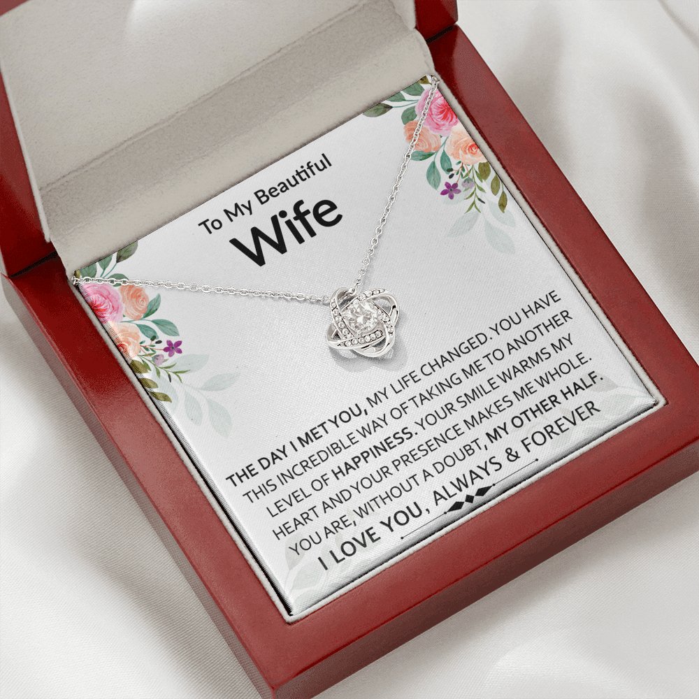To My Beautiful Wife - My Other Half - Love Knot Necklace - Celeste Jewel