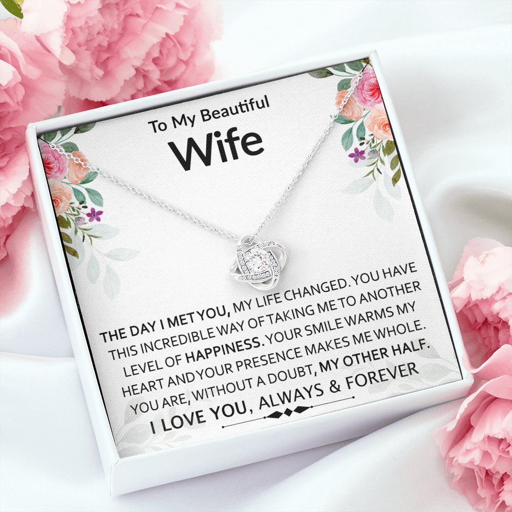 To My Beautiful Wife - My Other Half - Love Knot Necklace - Celeste Jewel