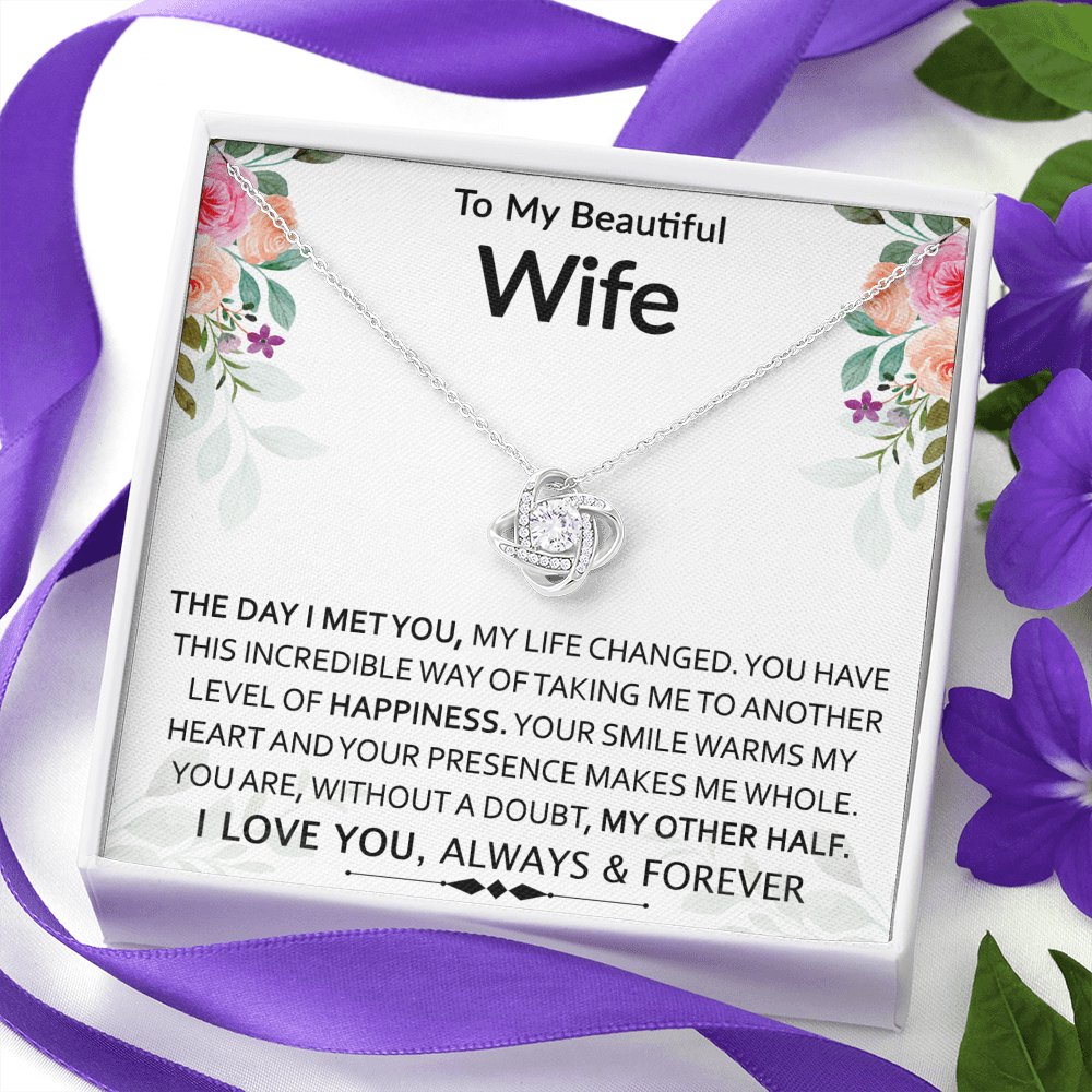 To My Beautiful Wife - My Other Half - Love Knot Necklace - Celeste Jewel