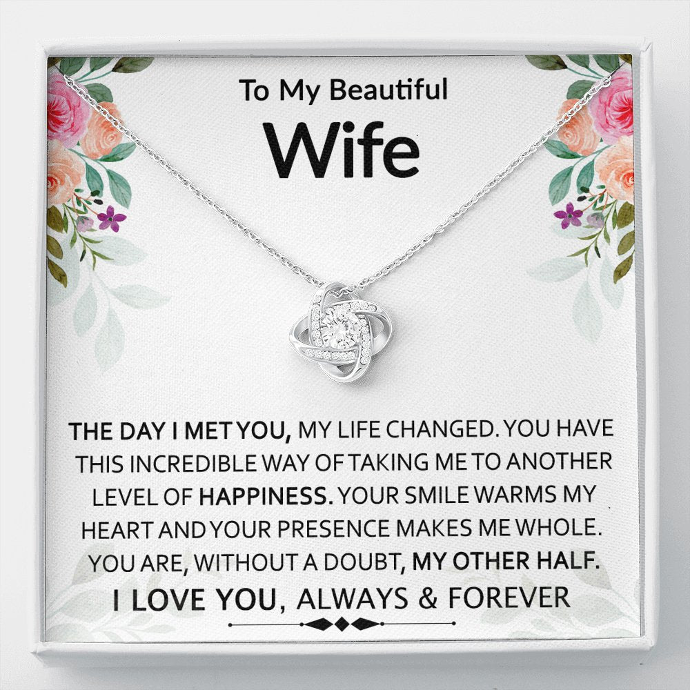 To My Beautiful Wife - My Other Half - Love Knot Necklace - Celeste Jewel