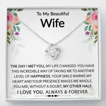 To My Beautiful Wife - My Other Half - Love Knot Necklace - Celeste Jewel