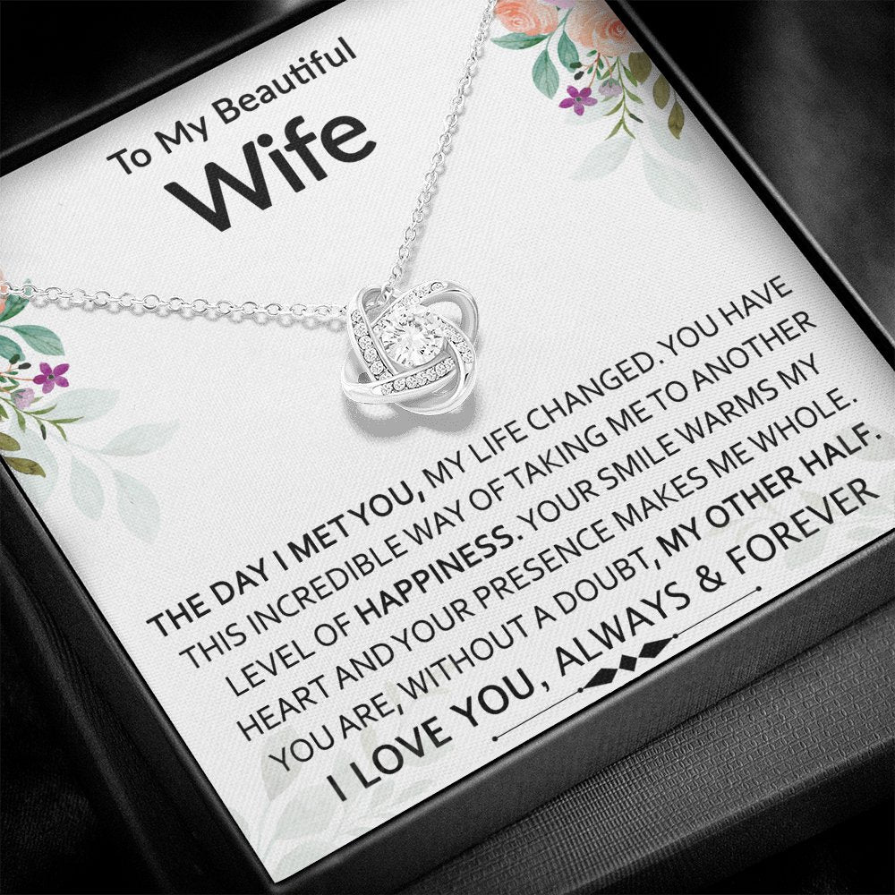 To My Beautiful Wife - My Other Half - Love Knot Necklace - Celeste Jewel