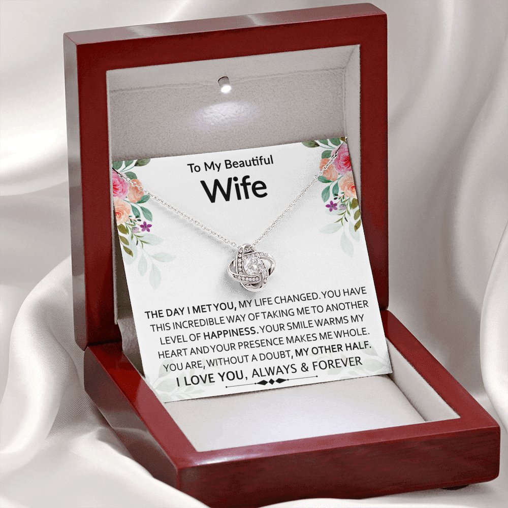 To My Beautiful Wife - My Other Half - Love Knot Necklace - Celeste Jewel
