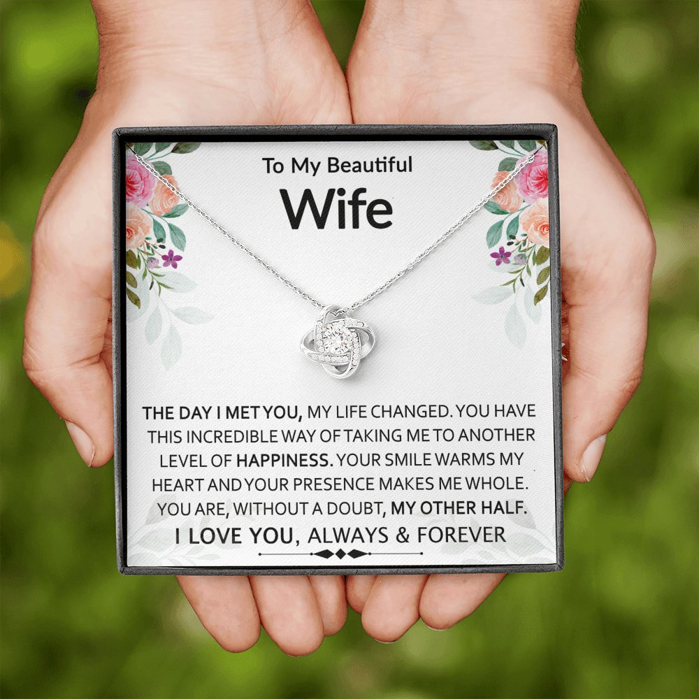 To My Beautiful Wife - My Other Half - Love Knot Necklace - Celeste Jewel