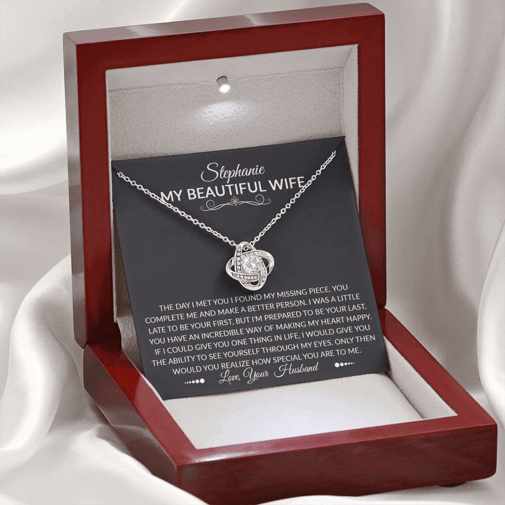 To My Beautiful Wife - The Day I Met You - Love Knot Necklace - Celeste Jewel
