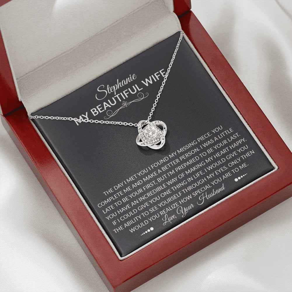 To My Beautiful Wife - The Day I Met You - Love Knot Necklace - Celeste Jewel