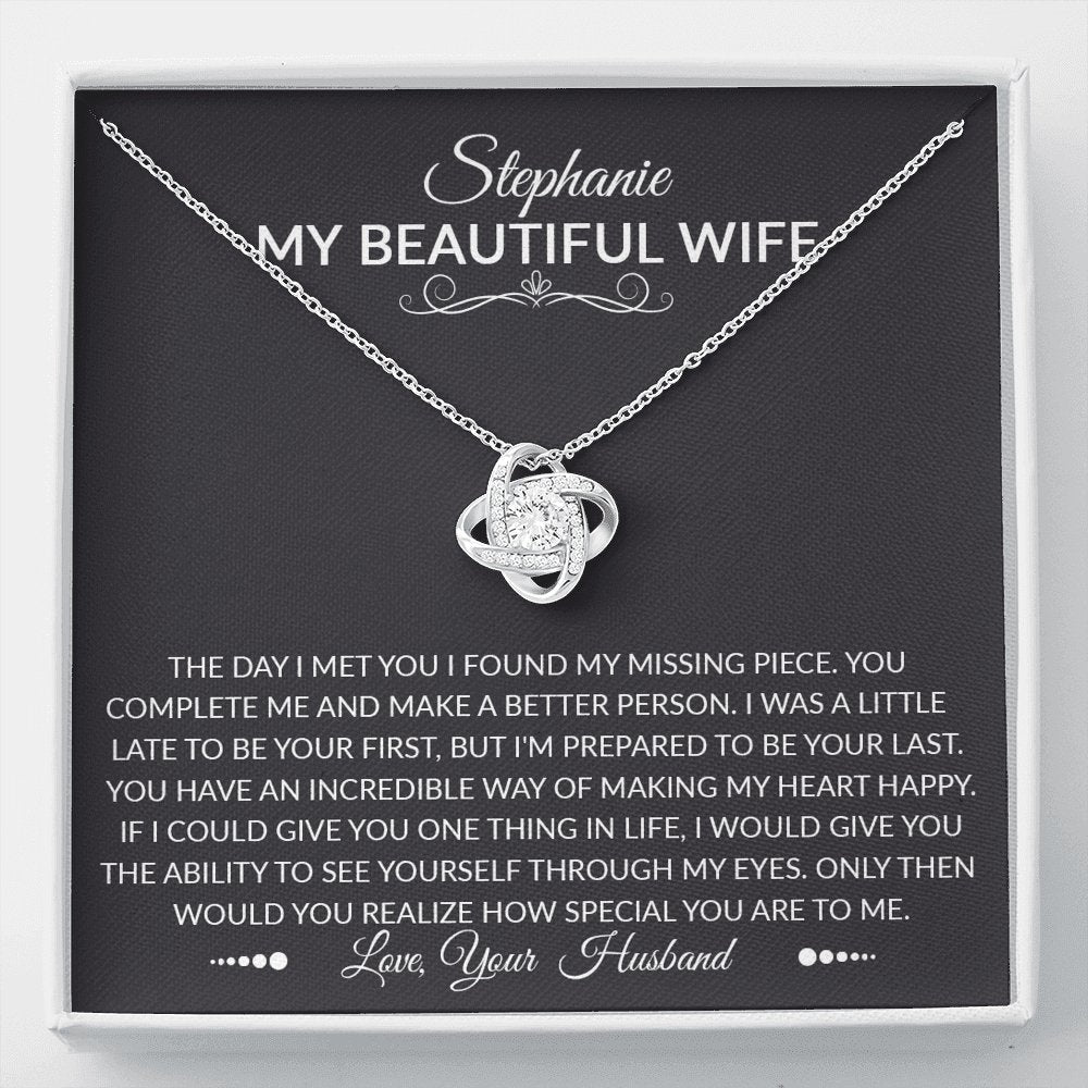 To My Beautiful Wife - The Day I Met You - Love Knot Necklace - Celeste Jewel