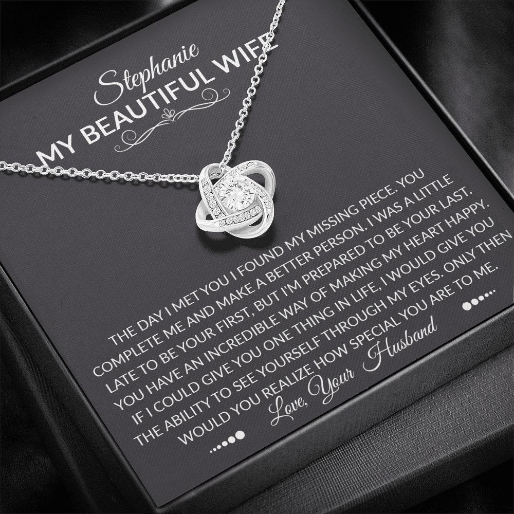 To My Beautiful Wife - The Day I Met You - Love Knot Necklace - Celeste Jewel