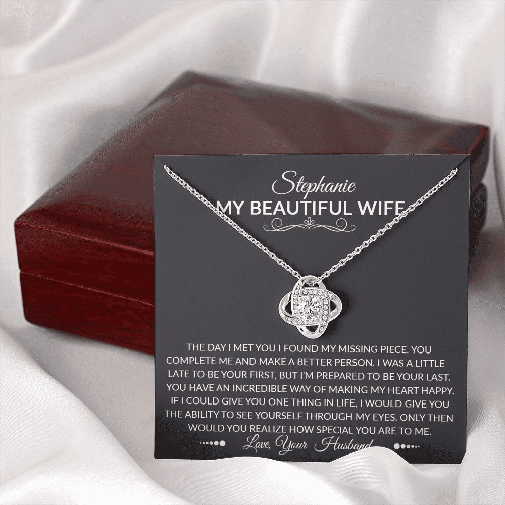 To My Beautiful Wife - The Day I Met You - Love Knot Necklace - Celeste Jewel