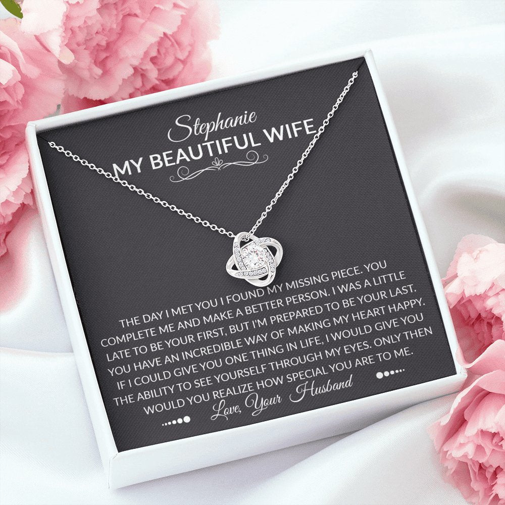 To My Beautiful Wife - The Day I Met You - Love Knot Necklace - Celeste Jewel