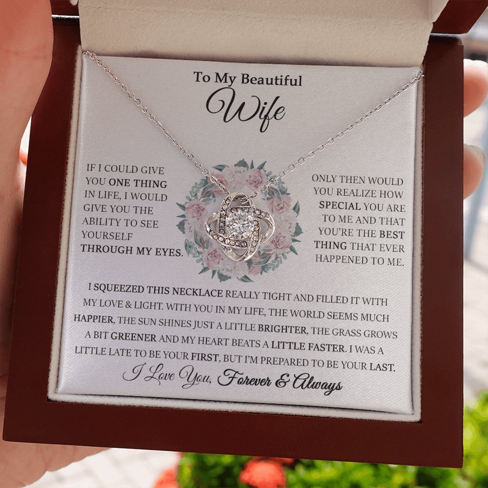 To My Beautiful Wife - Through My Eyes - Love Knot Necklace - Celeste Jewel