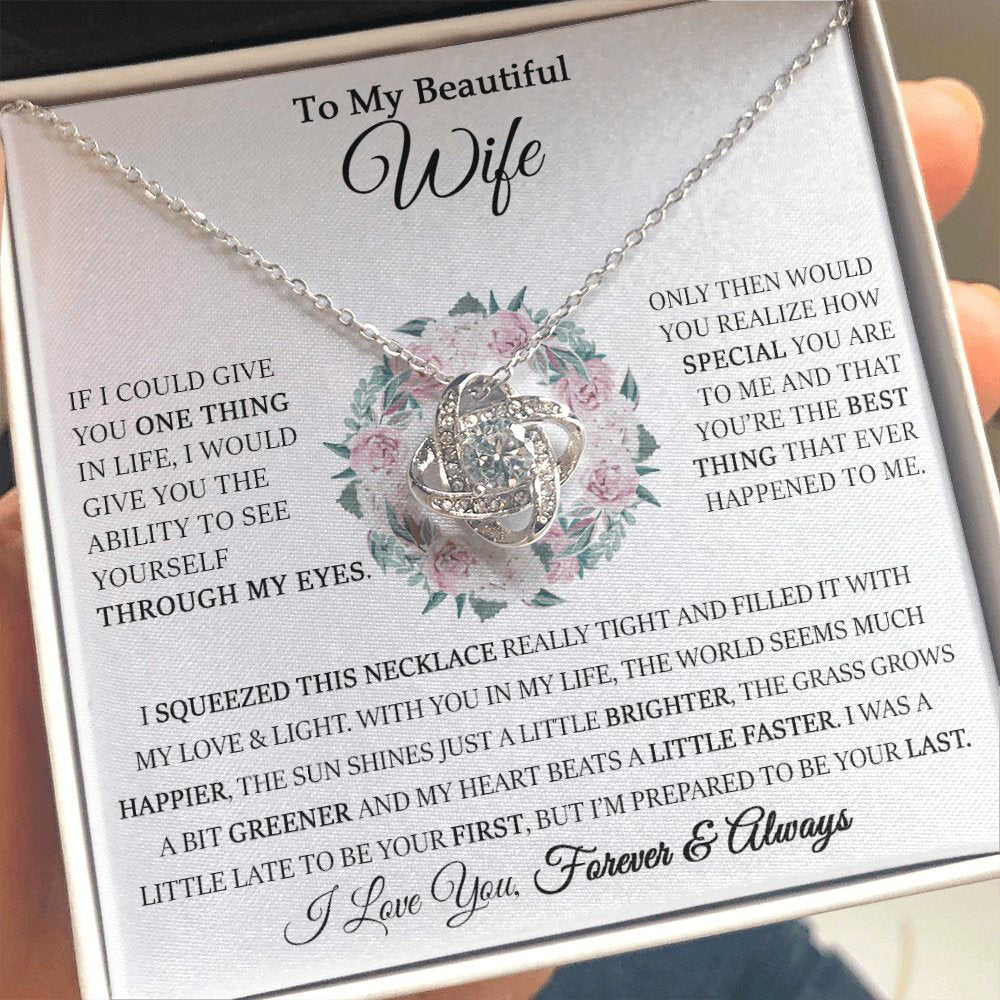 To My Beautiful Wife - Through My Eyes - Love Knot Necklace - Celeste Jewel