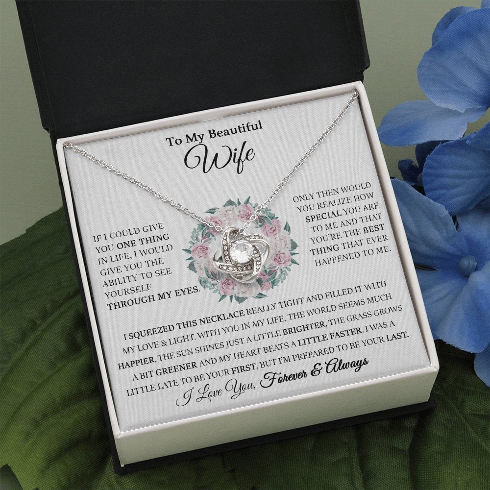 To My Beautiful Wife - Through My Eyes - Love Knot Necklace - Celeste Jewel