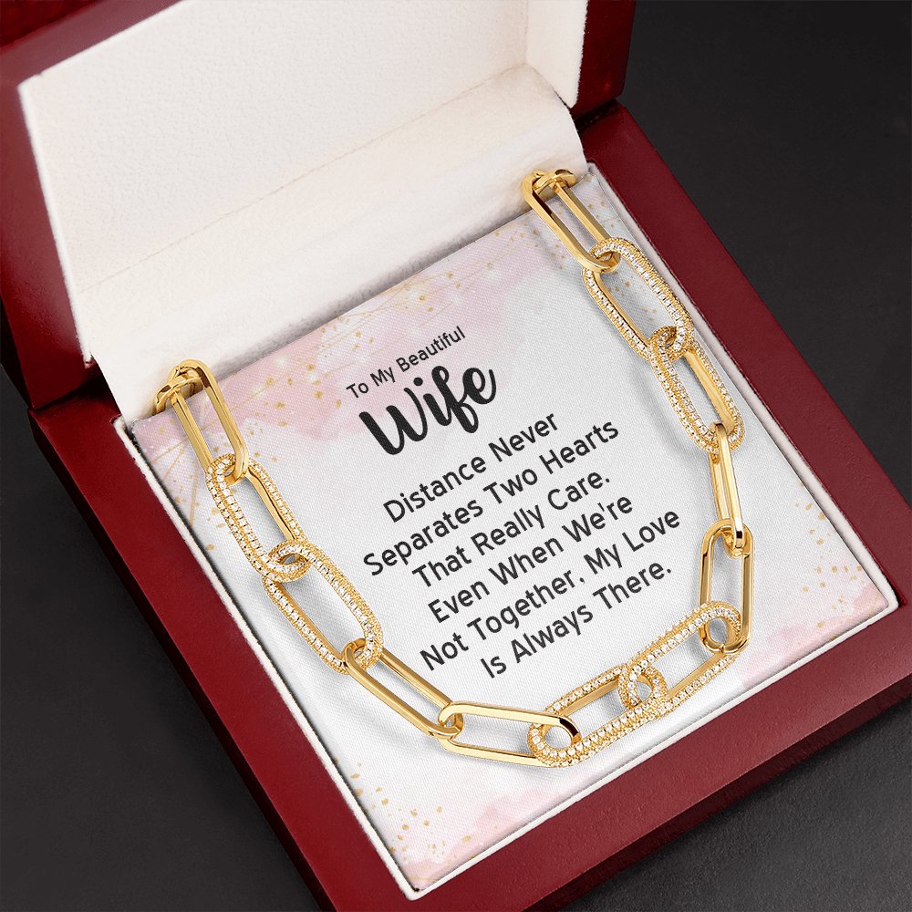 To My Beautiful Wife - Two Hearts - Forever Linked Necklace - Celeste Jewel