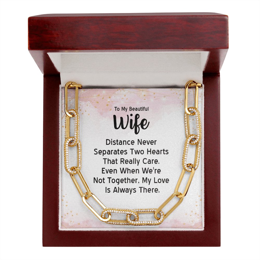 To My Beautiful Wife - Two Hearts - Forever Linked Necklace - Celeste Jewel