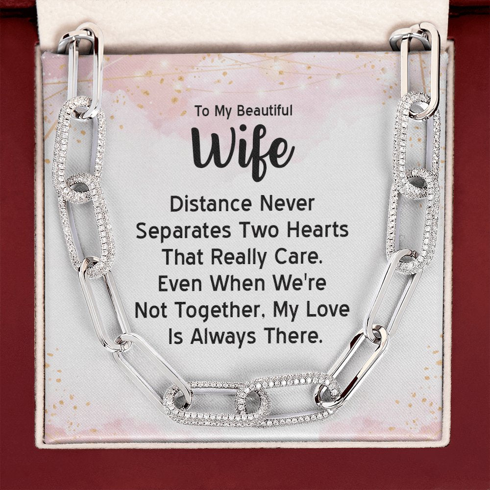 To My Beautiful Wife - Two Hearts - Forever Linked Necklace - Celeste Jewel