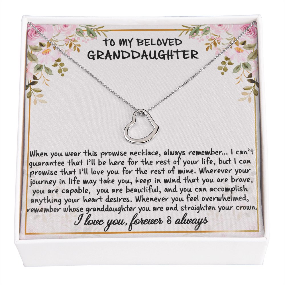 To My Beloved Granddaughter - Always Remember - Dainty Heart Necklace - Celeste Jewel