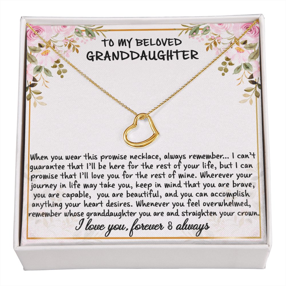 To My Beloved Granddaughter - Always Remember - Dainty Heart Necklace - Celeste Jewel