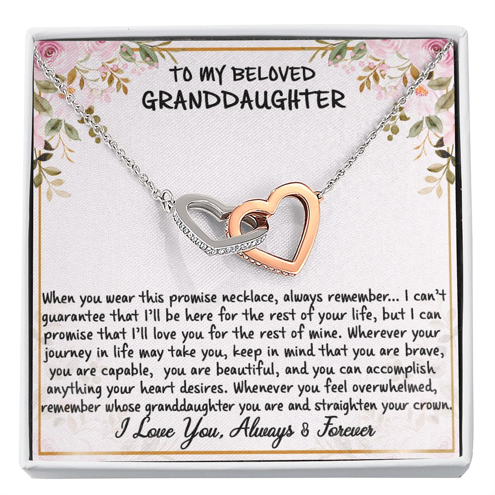 To My Beloved Granddaughter - Straighten Your Crown - Interlocking Hearts Necklace - Celeste Jewel