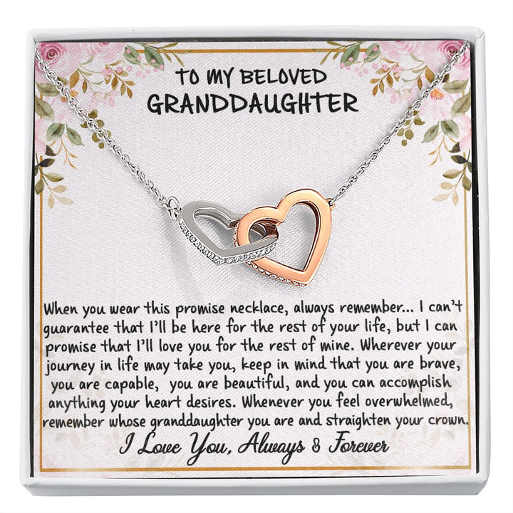 To My Beloved Granddaughter - Straighten Your Crown - Interlocking Hearts Necklace - Celeste Jewel