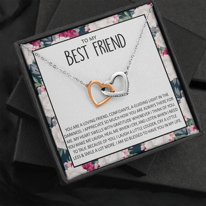 To My Best Friend - Because Of You - Interlocking Hearts Necklace - Celeste Jewel