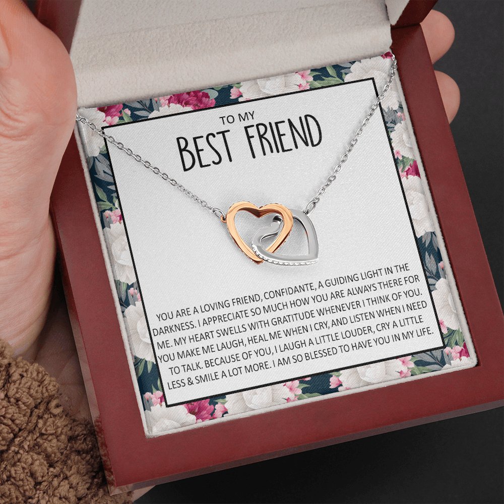 To My Best Friend - Because Of You - Interlocking Hearts Necklace - Celeste Jewel